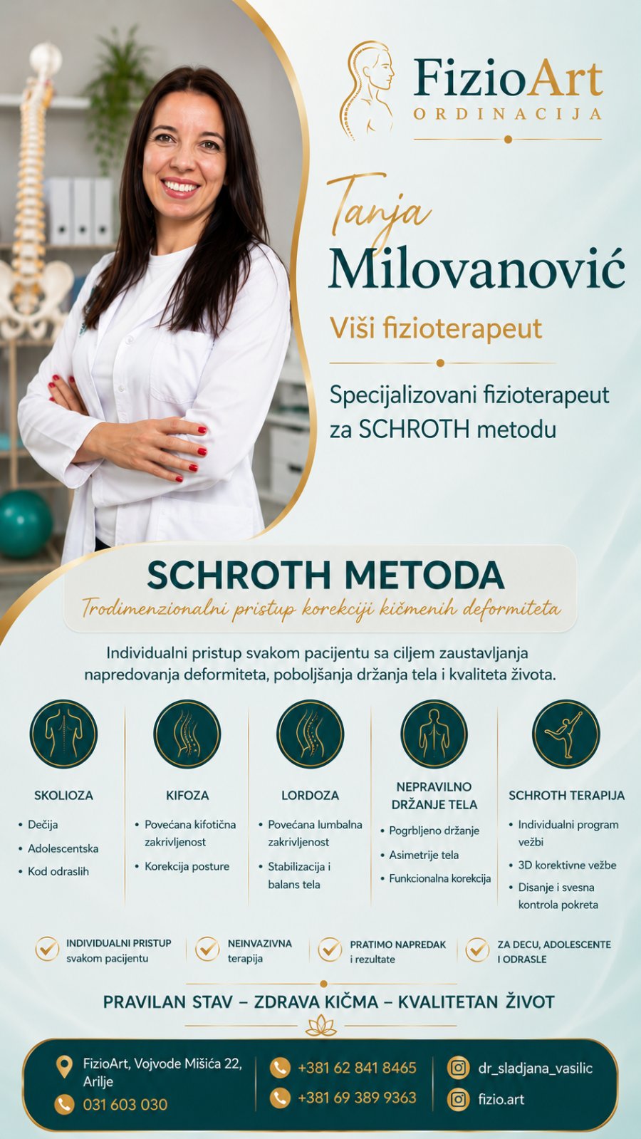 Tanja Milovanović, viši fizioterapeut i specijalizovani terapeut za SCHROTH metodu